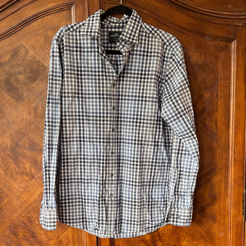 Rodd & Gunn Sports Fit Navy and White Checkered Shirt size Medium